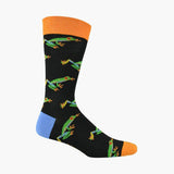 Fun Mens Black Bamboo Rainforest Socks - Blue & Orange Trim