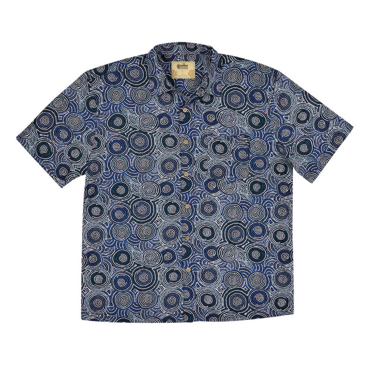 Bamboo Men's Shirt Aboriginal Art - Mina Mina