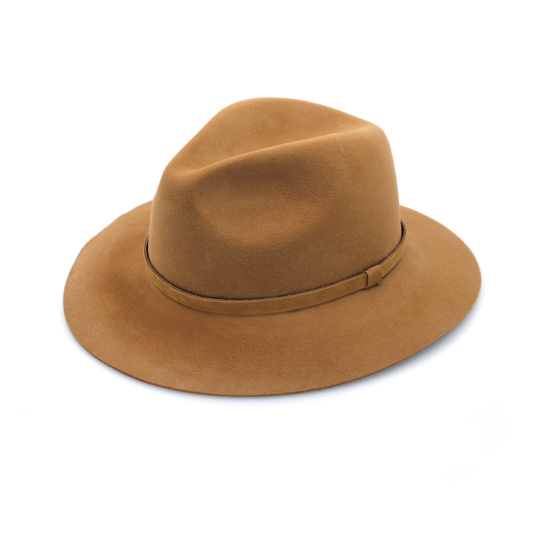 Murray Felt Fedora Unisex Hat In Dark Camel fedora hat on a white background