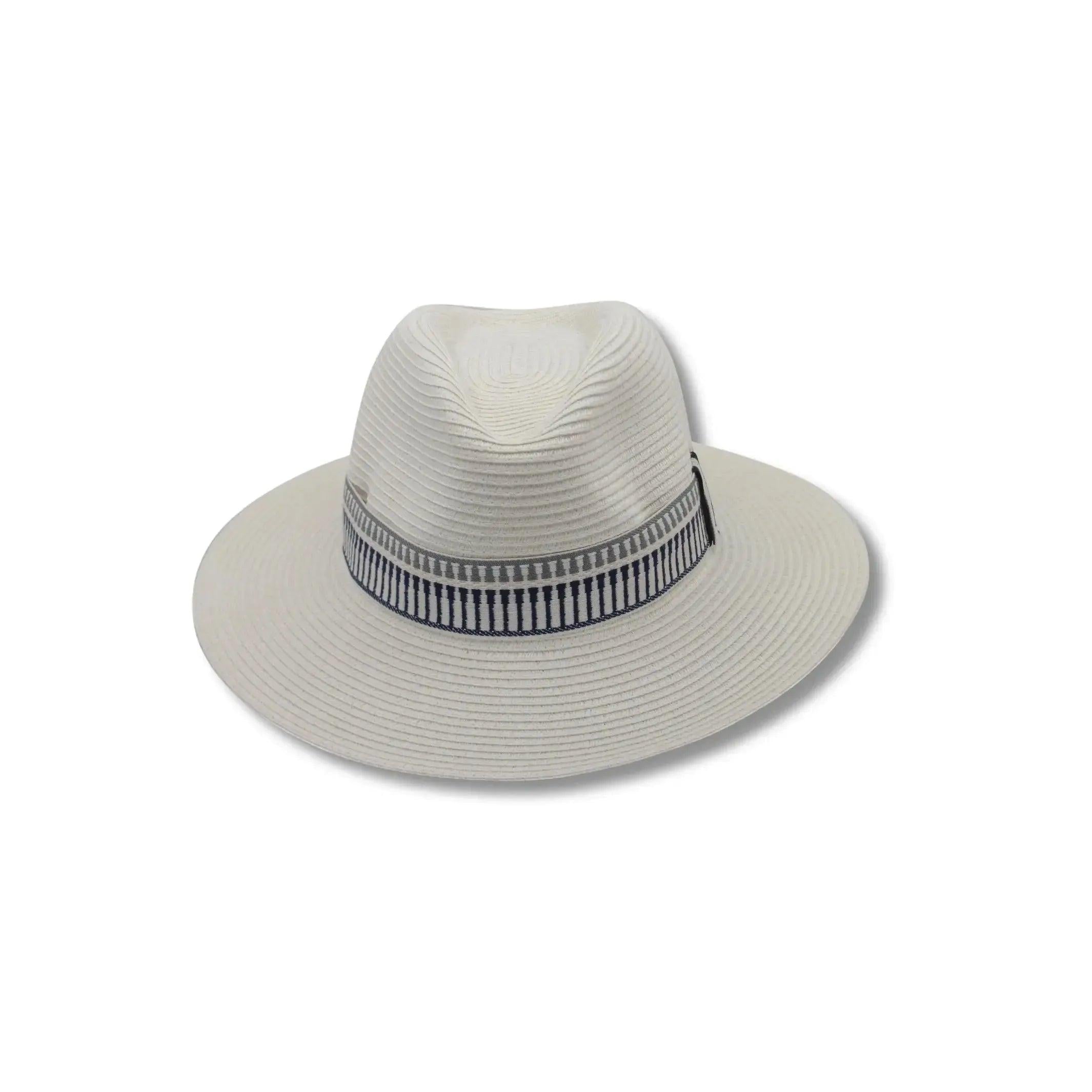 Marley Fedora Hat in Navy, Ivory & Mix Camel