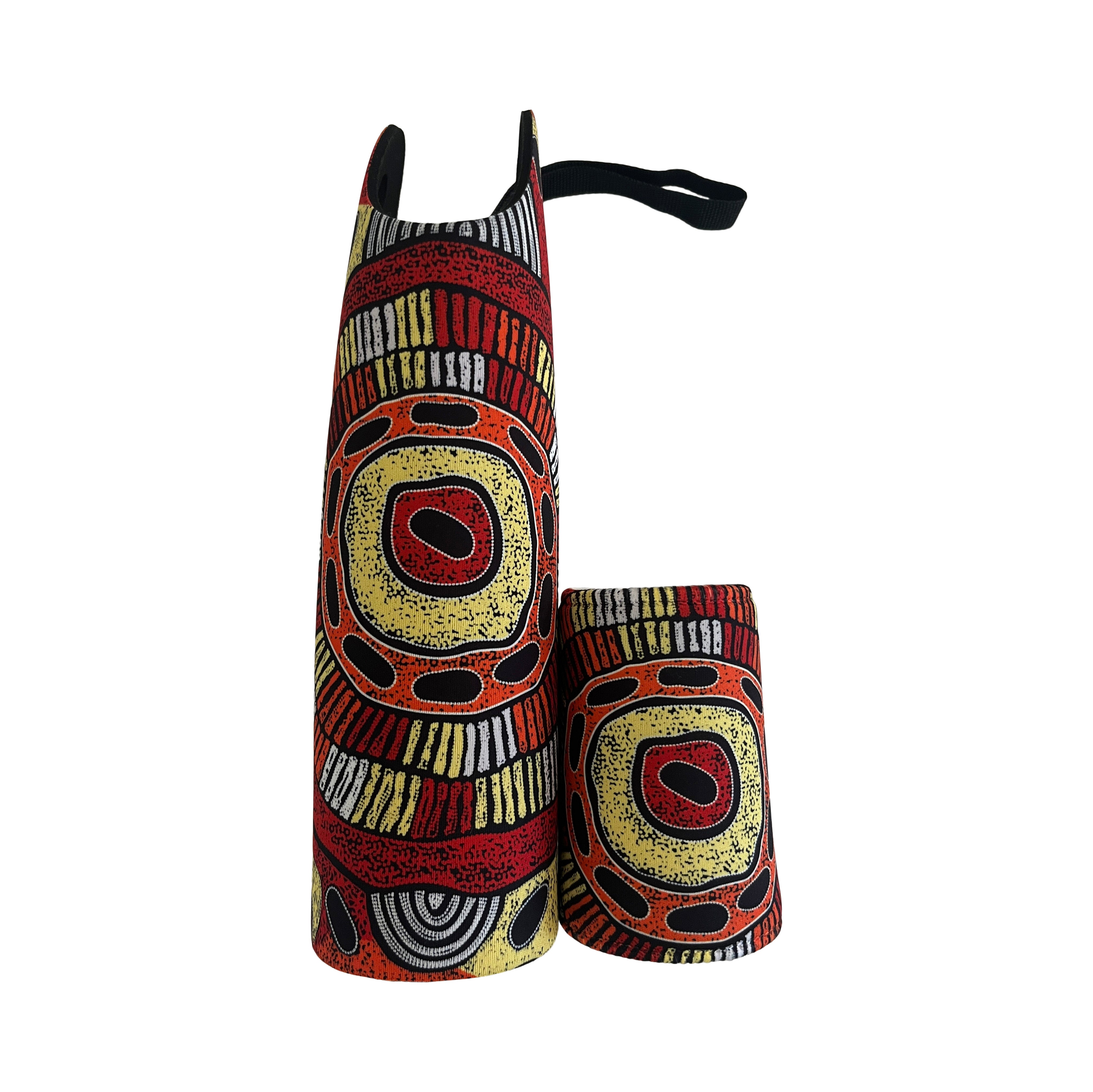 Red, Yellow & Black Aboriginal Art Neoprene Stubby & Bottle Cooler