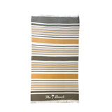 Striped Cotton Beach Towel in, Light Brown, White & Walnut 