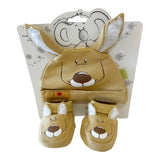 Unisex Newborn Kangaroo Baby Hat and Booties Set 