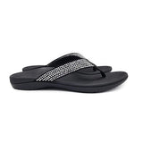 Premium Bling Orthotic Thongs - Black