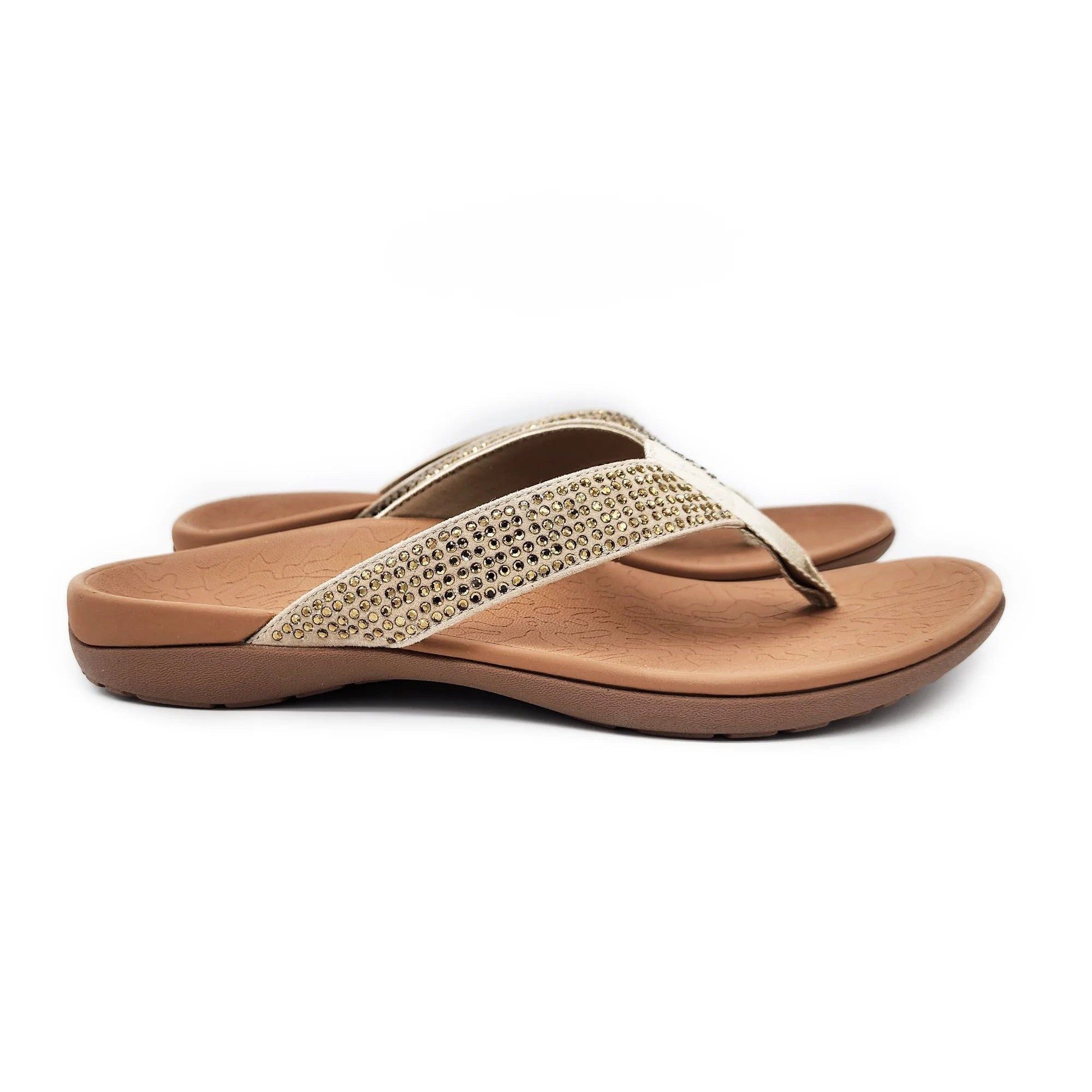 Premium Bling Orthotic Thongs - Sand