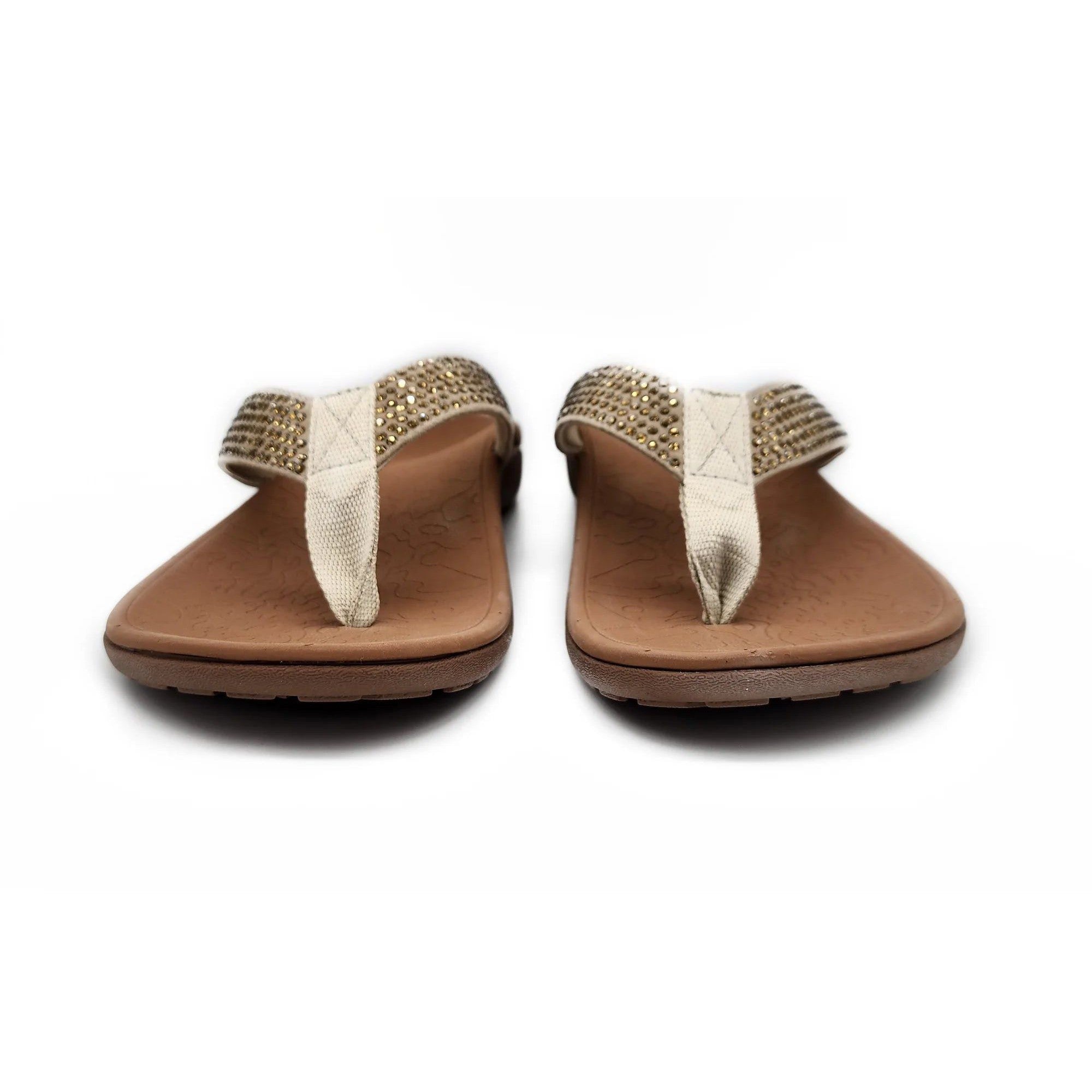 Premium Bling Orthotic Thongs - Sand