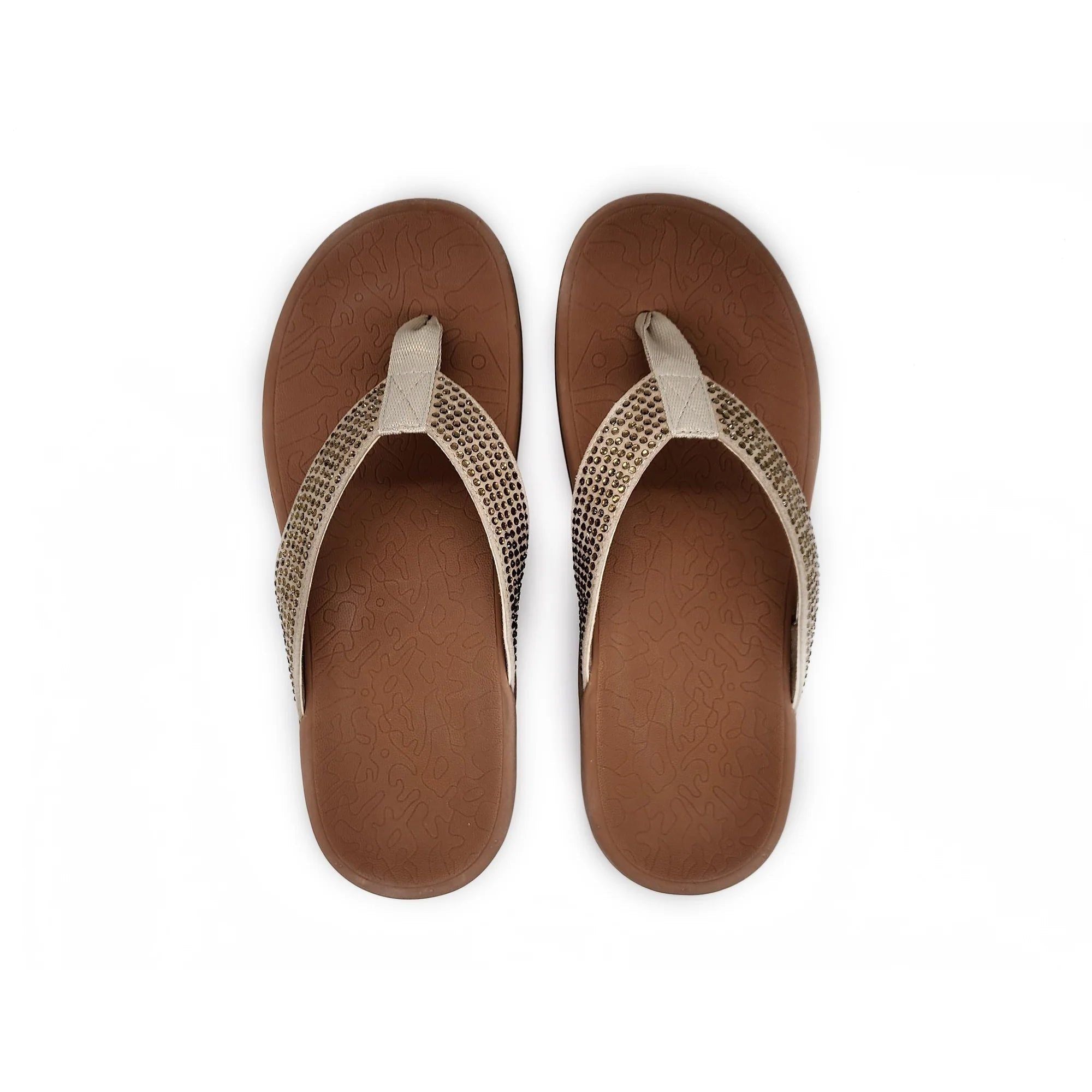 Premium Bling Orthotic Thongs - Sand