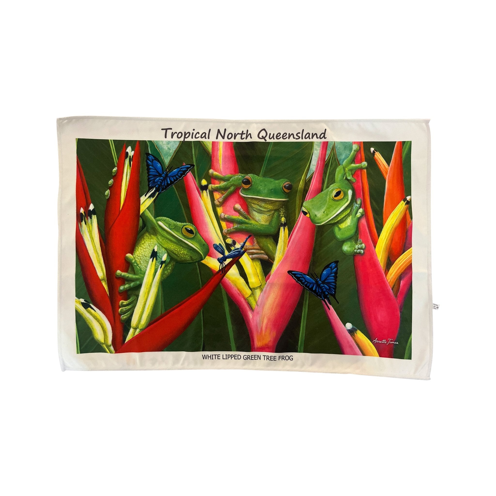 Green Tree Frog Microfibre Tea Towel