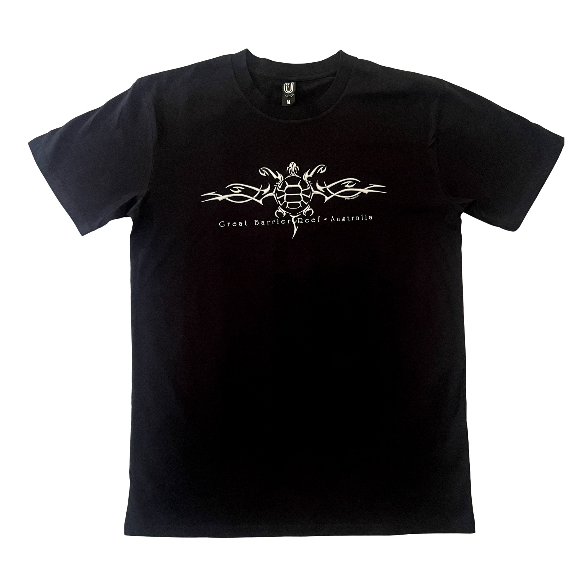 Green Turtle Great Barrier Reef T-Shirt - Black & White