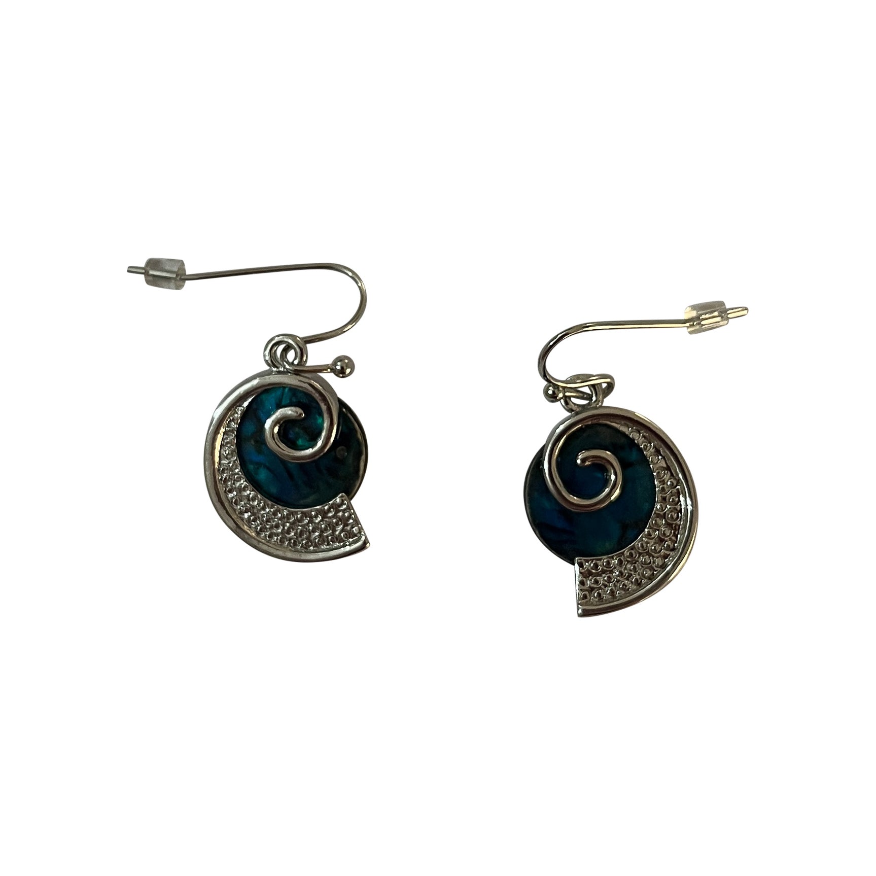 Paua Shell Snail Swirl Earrings