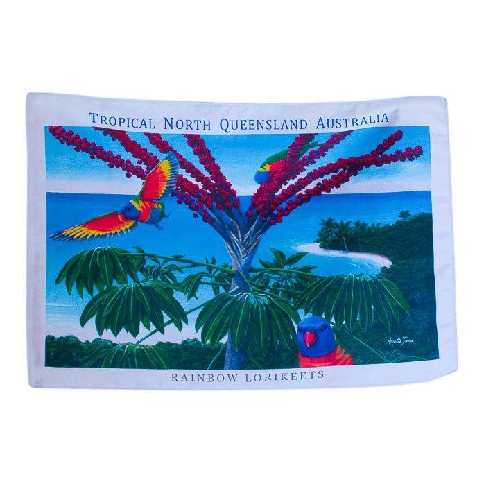 Rainbow Lorikeets Microfibre Tea Towel / Travel Towel