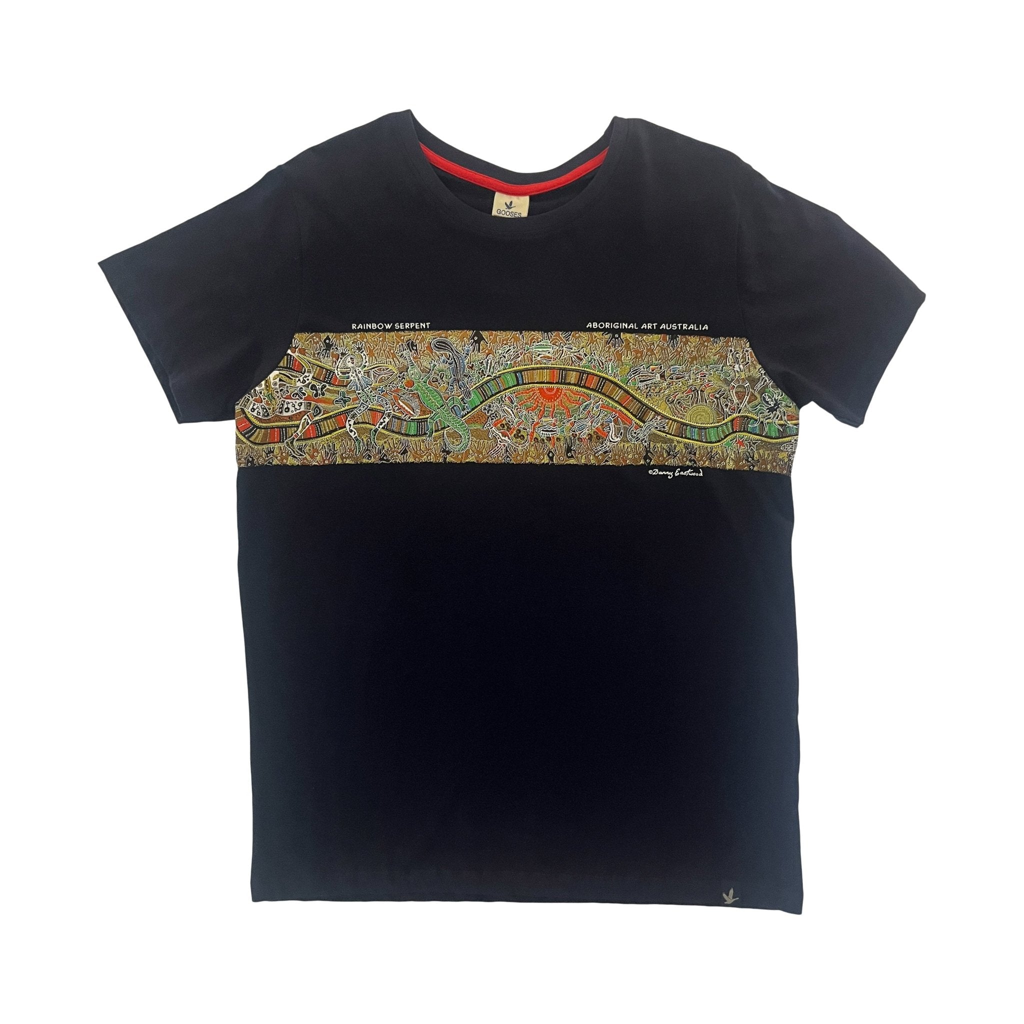 Rainbow Serpent Aboriginal Design T-Shirt - Navy