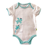 Baby Boy Turtle Short Sleeve Onesie- White & Green Trim
