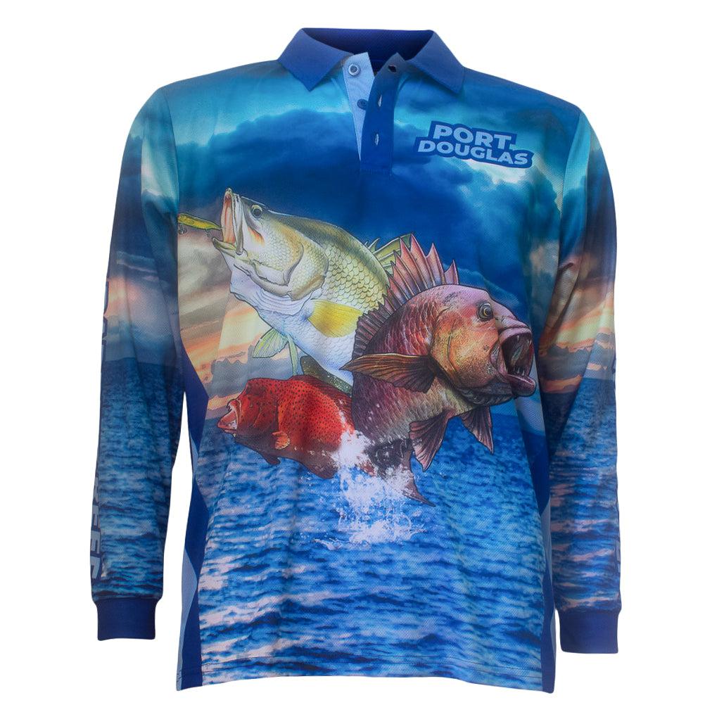 Port Douglas / Great Barrier Reef Barramundi Long Sleeve Polo Fishing Shirt