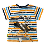 Emu Souvenir Port Douglas Reverse Print T-Shirt - Blue, Orange Stripes