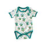 Green Turtle Baby Aboriginal Design Short Sleeve Bodysuit